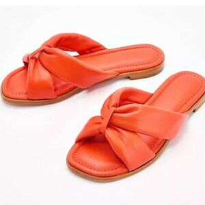 NWT | Schutz | Fairy Puffy Leather Slide | Orange | 5.5